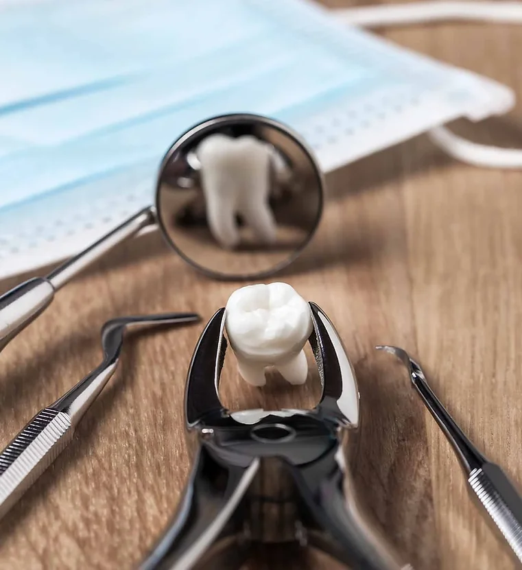 Tooth Extracted Infront of Mouth Mirror